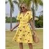 Zeagoo Womens Summer Dresses Wrap V Neck Dress Floral A-Line Ruffle Sleeve Casual Sundress with Pockets 2026(Yellow Floral 1)