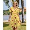Zeagoo Womens Summer Dresses Wrap V Neck Dress Floral A-Line Ruffle Sleeve Casual Sundress with Pockets 2026(Yellow Floral 1)