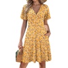 Zeagoo Womens Summer Dresses Wrap V Neck Dress Floral A-Line Ruffle Sleeve Casual Sundress with Pockets 2026(Yellow Floral 2)
