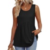 Zeagoo Womens Summer Sleeveless Tank Tops Crew Neck Babydoll Casual Tops(A Black)
