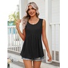Zeagoo Womens Summer Sleeveless Tank Tops Crew Neck Babydoll Casual Tops(A Black)