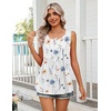Zeagoo Womens Summer Sleeveless Tank Tops Crew Neck Babydoll Casual Tops(A Blue Floral Print)