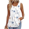 Zeagoo Womens Summer Sleeveless Tank Tops Crew Neck Babydoll Casual Tops(A Blue Floral Print)