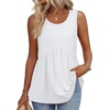 Zeagoo Womens Summer Sleeveless Tank Tops Crew Neck Babydoll Casual Tops(A White)
