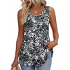 Zeagoo Womens Summer Sleeveless Tank Tops Crew Neck Babydoll Casual Tops(Black Grey Splatter Print)