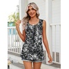 Zeagoo Womens Summer Sleeveless Tank Tops Crew Neck Babydoll Casual Tops(Black Grey Splatter Print)
