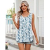 Zeagoo Womens Summer Sleeveless Tank Tops Crew Neck Babydoll Casual Tops(Blue Abstract Stripes)