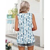 Zeagoo Womens Summer Sleeveless Tank Tops Crew Neck Babydoll Casual Tops(Blue Abstract Stripes)