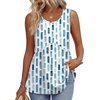 Zeagoo Womens Summer Sleeveless Tank Tops Crew Neck Babydoll Casual Tops(Blue Abstract Stripes)