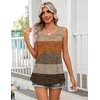 Zeagoo Womens Summer Sleeveless Tank Tops Crew Neck Babydoll Casual Tops(Brown Textured Colorblock)