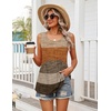 Zeagoo Womens Summer Sleeveless Tank Tops Crew Neck Babydoll Casual Tops(Brown Textured Colorblock)