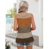 Zeagoo Womens Summer Sleeveless Tank Tops Crew Neck Babydoll Casual Tops(Brown Textured Colorblock)