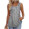 Zeagoo Womens Summer Sleeveless Tank Tops Crew Neck Babydoll Casual Tops(Grey Pink Floral)
