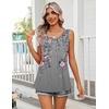Zeagoo Womens Summer Sleeveless Tank Tops Crew Neck Babydoll Casual Tops(Grey Pink Floral)