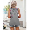 Zeagoo Womens Summer Sleeveless Tank Tops Crew Neck Babydoll Casual Tops(Grey Pink Floral)