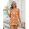 Zeagoo Womens Summer Sleeveless Tank Tops Crew Neck Babydoll Casual Tops(Orange Ethnic Print)