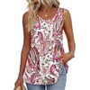 Zeagoo Womens Summer Sleeveless Tank Tops Crew Neck Babydoll Casual Tops(Pink Paisley Floral)