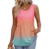 Zeagoo Womens Summer Sleeveless Tank Tops Crew Neck Babydoll Casual Tops(Sunset Ombre)
