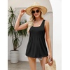 Zeagoo Women’s Summer Tank Tops Pleated Square Neck Flowy Tunic Top(Black)