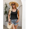 Zeagoo Women’s Summer Tank Tops Pleated Square Neck Flowy Tunic Top(Black)