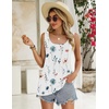 Zeagoo Women’s Summer Tank Tops Pleated Square Neck Flowy Tunic Top(Blue Flower)