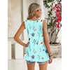 Zeagoo Women’s Summer Tank Tops Pleated Square Neck Flowy Tunic Top(Blue Yellow Flowers)