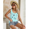 Zeagoo Women’s Summer Tank Tops Pleated Square Neck Flowy Tunic Top(Blue Yellow Flowers)