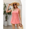 Zeagoo Women’s Summer Tank Tops Pleated Square Neck Flowy Tunic Top(Coral)