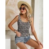 Zeagoo Women’s Summer Tank Tops Pleated Square Neck Flowy Tunic Top(Floral Black)