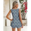 Zeagoo Women’s Summer Tank Tops Pleated Square Neck Flowy Tunic Top(Floral Blue)