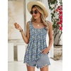Zeagoo Women’s Summer Tank Tops Pleated Square Neck Flowy Tunic Top(Floral Blue)