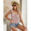 Zeagoo Women’s Summer Tank Tops Pleated Square Neck Flowy Tunic Top(Floral Brown)