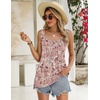 Zeagoo Women’s Summer Tank Tops Pleated Square Neck Flowy Tunic Top(Floral Brown)