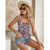 Zeagoo Women’s Summer Tank Tops Pleated Square Neck Flowy Tunic Top(Floral Daisies)