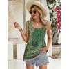 Zeagoo Women’s Summer Tank Tops Pleated Square Neck Flowy Tunic Top(Floral Green)