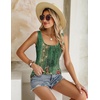 Zeagoo Women’s Summer Tank Tops Pleated Square Neck Flowy Tunic Top(Floral Green)