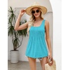 Zeagoo Women’s Summer Tank Tops Pleated Square Neck Flowy Tunic Top(Lake Green)