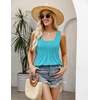 Zeagoo Women’s Summer Tank Tops Pleated Square Neck Flowy Tunic Top(Lake Green)