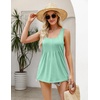 Zeagoo Women’s Summer Tank Tops Pleated Square Neck Flowy Tunic Top(Mint Green)