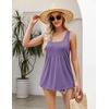 Zeagoo Women’s Summer Tank Tops Pleated Square Neck Flowy Tunic Top(Purple)