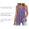 Zeagoo Women’s Summer Tank Tops Pleated Square Neck Flowy Tunic Top(Purple)