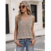 Zeagoo Womens Tank Tops 2026 Sleeveless Pleated V Neck Loose Fit Summer Clothes Flowy Boho Shirts(Floral Xh498)