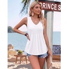 Zeagoo Womens Tank Tops 2026 Sleeveless Pleated V Neck Loose Fit Summer Clothes Flowy Boho Shirts(White)