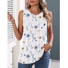 Zeagoo Womens Tank Tops 2026 Summer Pleated Scoop Neck Sleeveless Lace Crochet Boho Tops Dressy Casual Loose Fit Blouses(Blue Flower)