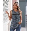 Zeagoo Womens Tank Tops 2026 Summer Pleated Scoop Neck Sleeveless Lace Crochet Boho Tops Dressy Casual Loose Fit Blouses(Blue Pink Green Black Flower)