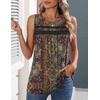 Zeagoo Womens Tank Tops 2026 Summer Pleated Scoop Neck Sleeveless Lace Crochet Boho Tops Dressy Casual Loose Fit Blouses(Brown Boho Print)