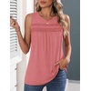 Zeagoo Womens Tank Tops 2026 Summer Pleated Scoop Neck Sleeveless Lace Crochet Boho Tops Dressy Casual Loose Fit Blouses(Coral)
