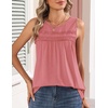 Zeagoo Womens Tank Tops 2026 Summer Pleated Scoop Neck Sleeveless Lace Crochet Boho Tops Dressy Casual Loose Fit Blouses(Coral)