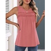Zeagoo Womens Tank Tops 2026 Summer Pleated Scoop Neck Sleeveless Lace Crochet Boho Tops Dressy Casual Loose Fit Blouses(Coral)