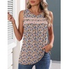 Zeagoo Womens Tank Tops 2026 Summer Pleated Scoop Neck Sleeveless Lace Crochet Boho Tops Dressy Casual Loose Fit Blouses(Floral Pink)